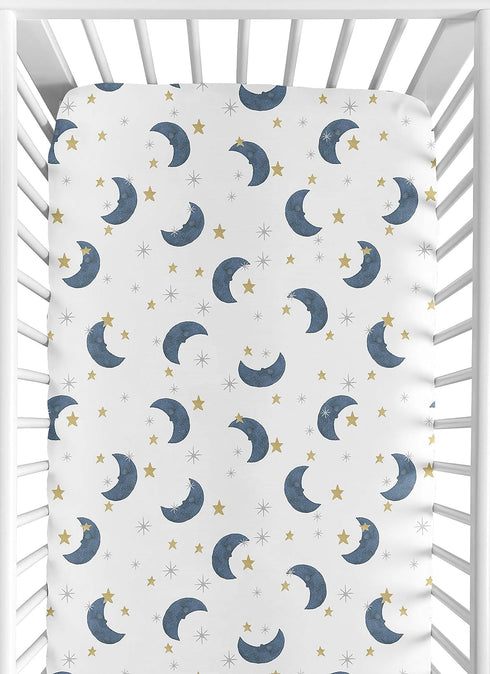 Sweet Jojo Designs Fitted Baby Crib Sheets (Moon and Star) for Boys