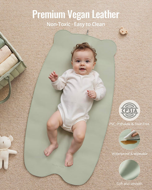 Blissful Diary Vegan Leather Portable Changing Pad, Wipeable & Waterproof Baby Change MatDiaper Bag, Travel Essential