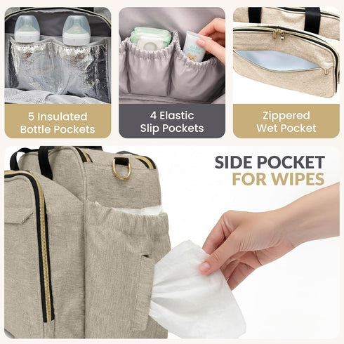 4 1 Backpack, Mellories in Convertible Diaper Bag Tote for Baby Boys and Girls - Converts into Diaper Baby Tote