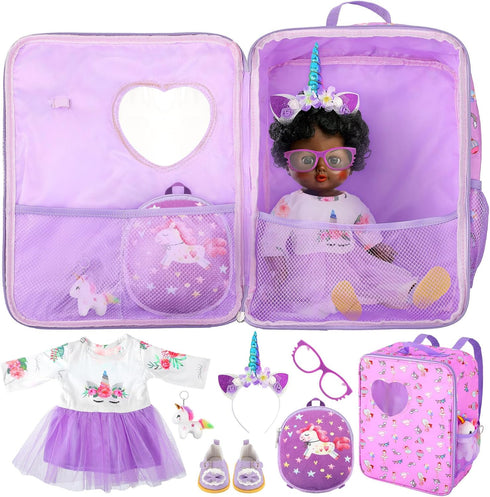 Wettarn 18 Inch Doll Carrier Set with Clothes and Accessories Including Doll