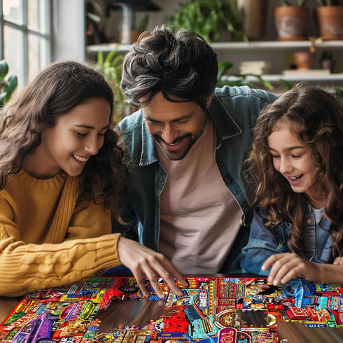 1000 24"x30" White Mountain Piece Jigsaw Puzzle Retro Nostalgic Collage Puzzles with Large Pieces Gift for Adults