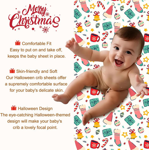 HomGoodz 52 28 Inches Christmas Crib Sheet for Baby Boys Girls x Gift Fitted Crib Sheets for Standard Crib and Toddler
