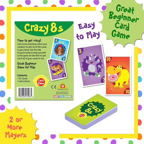 University Games Crazy 8s Card Game - Jumbo Size Colorful Animal Cards for Kids Ages 4 and Up
