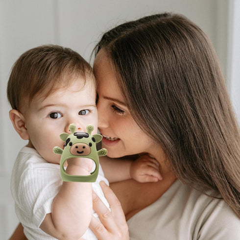 2 Pack 3-6 6-12 Baby Teething Toys for Months, Food Grade Silicone Infant Teether Mitten, Baby Essentials Teething