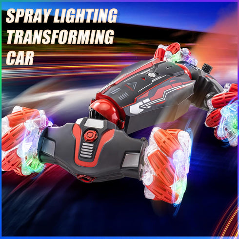 4WD Stunt Car, 2.4 GHz Gesture Sensor RC Cars, Double-Sided Vehicle 360° Flip Buggy with Music Spray, Best Gift for