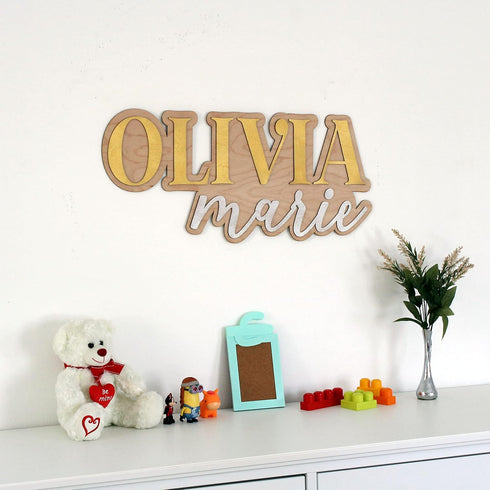 MYETCHEY 3D Large Wood Nursery Sign | Nursery name sign for Kids | Custom Wood Name Sign | Wood Baby Name Sign (Pink)