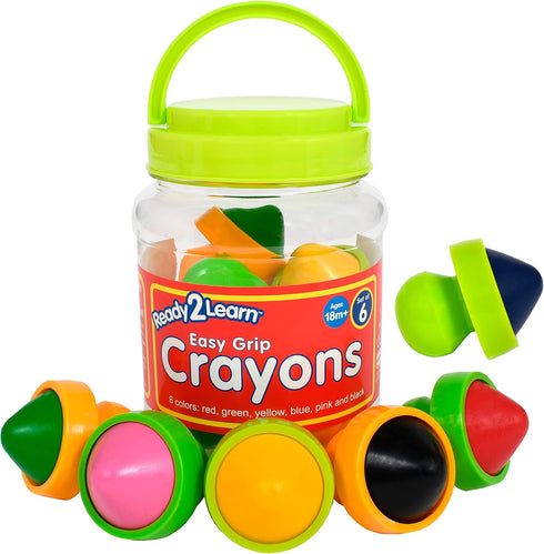 READY 2 LEARN Easy Grip Crayons - 6 Colors, Non-Toxic Toddler Crayons, Easy to Hold, Refills Available