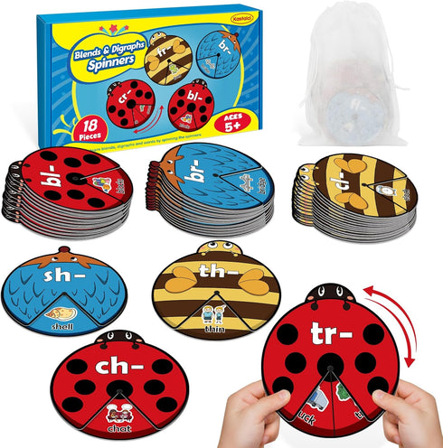 Blends & Digraphs Cards, Phonics Games for Toddlers, Learn to Read, Spelling Reading Learning Activities