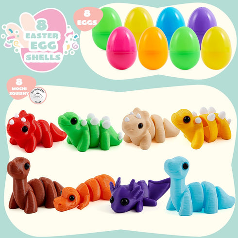 8 3D 8+) JOYIN Pcs Prefilled Easter Eggs with Printed Toys Mini Dinosaur, Articulated Toys, Basket Stuffers Fillers