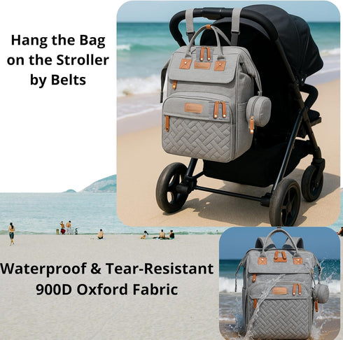 Backpack Backpack, Baby Diaper Bag with Changing Station, Waterproof Diaper Bag for Mom/Dad, Baby Shower Gifts, w/USB