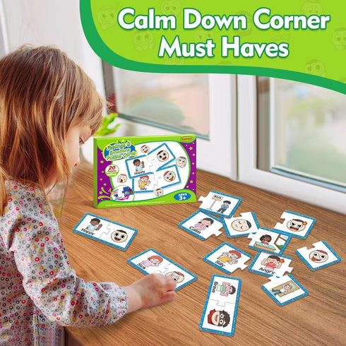 Feelings & Emotions Puzzle Cards, Social Emotional Learning Toys for Kids, Speech Therapy Games, ADHD, Autism Materials