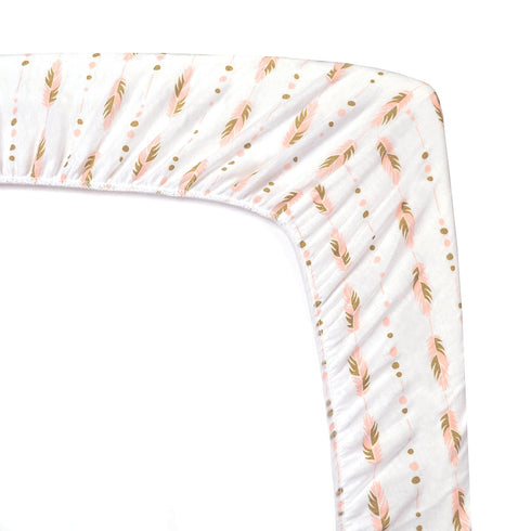 American Baby Company 100% Natural Cotton Fitted Crib Sheet 52" x 28", Soft and Hypoallergenic, Sparkle Gold and Pink