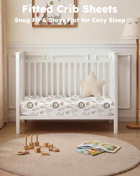 Nyessmee 52" 28", 2-Pack Baby Crib Sheets for Boys and Girls, Fitted Crib Sheets x Soft Breathable Microfiber Sheets