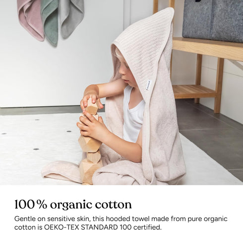 Ehrenkind 100 100 cm, Hooded Towel, Baby Towel with Hood Made of Cuddly Soft Organic Cotton, Bath Towel in x Light