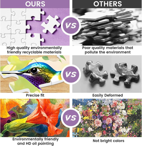 500 Piece Jigsaw Puzzle, Flower Hummingbird Puzzle for Adults, Birthday Party Fun for Family and Kids