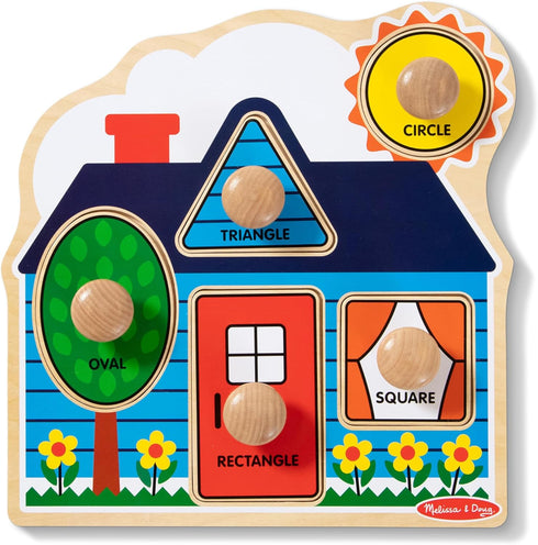 Melissa & Doug First Shapes Jumbo Knob Wooden Puzzle - Chunky Baby Puzzle for Toddlers Ages 1+