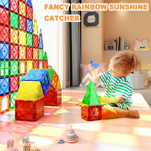 102PCS Magnetic Tiles Building Blocks Stem Toys for 3+ Year Old Boys and Girls, Montessori Toddler Gifts