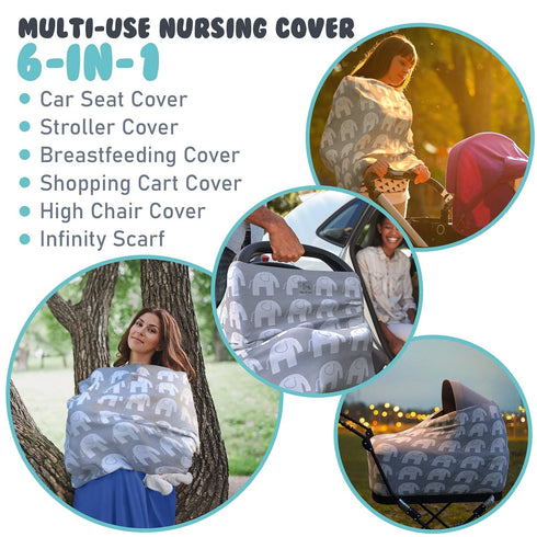 MoM-me Nursing Cover, Multi use for Baby Car Seat Cover, Breastfeeding, Canopy, Stroller and Infant Pillow Wrap