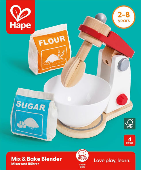 Plaset| 3 Hape Wooden Mighty Mixer Kitchen Educational Pretend Play Baking Mixer Toy Kitchen for Preschoolers Ages