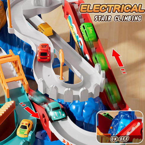 2-4 Set 7 3 4 5 6 7 8 MSKOLER Dinosaur Race Car Tracks for Toddlers Years, Dinosaur Climbing Hills Railcar, Toy Car