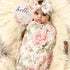 Galabloomer Newborn Receiving Blanket Headband Set, Vintage Flower Baby Flower Swaddle