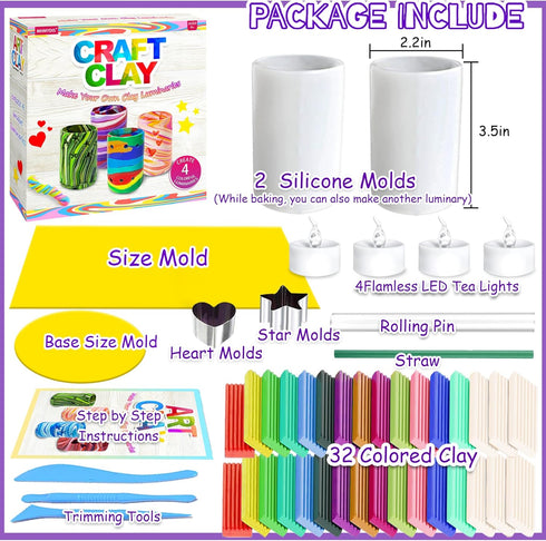 6 7 8 9 10 11 12 8-12 MHMYDIS Make Your Own Clay Luminaries - Arts and Crafts kit for Boys Girls and Teens Age Year Old