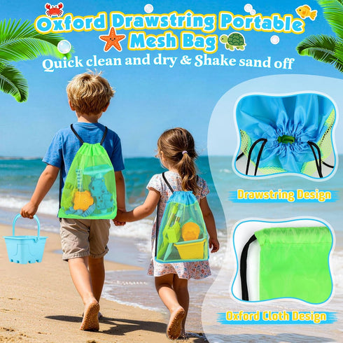 Oisacirg 3-10 Beach Toys for Kids Toddlers, Sand Castle Toys with Bucket, Water Wheel, Long Shovel, Dinosaur Travel