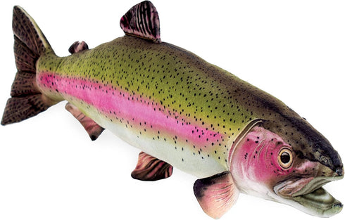 Fishing Stuffed Animal - Sockeye Salmon Trout Bass Plush Toy for Kids, 14" Rainbow Trout Gift