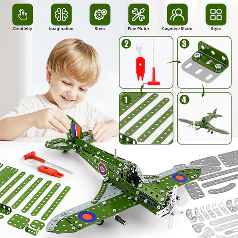 BESTYMXY Set 1:32 8-12, Model Airplane, Assembly Building Scale Airplane Model Metal Toys, STEM Projects for Kids Ages