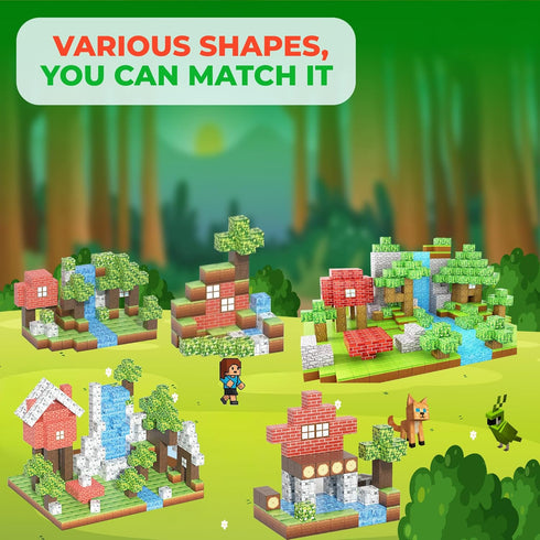 FEBABU 154PCS Set, 3-8, 3+ Magnetic Blocks - Build Animal Forest Magnetic Tiles Building for Boys & Girls Age STEM