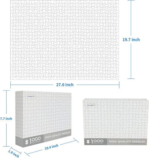 Jigsaw Puzzles 1000 Pieces for Adults - Pure Blank White Puzzles - Solid Color Hardest Difficulty Jigsaw Puzzle