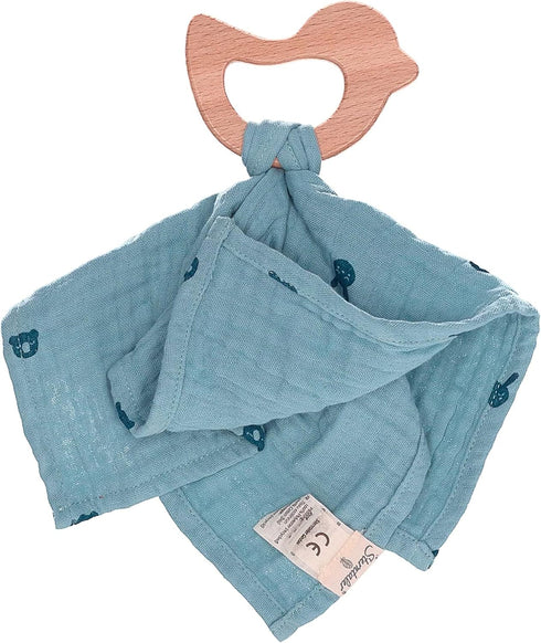 Sterntaler Unisex Baby Safety Towel with Kinni and Kalla Teether, Safety Blanket for Baby and Girl, Organic, Heather