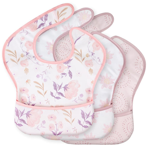 3-Pack Waterproof Baby Bibs for Eating - Mess Proof Lightweight Toddler Feeding