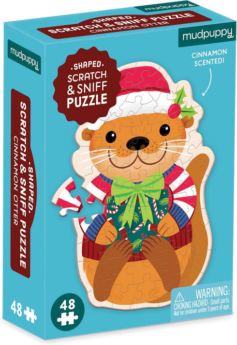 Mudpuppy Cinnamon Otter – 48 Piece Mini Scratch & Sniff Puzzle with Colorful and Fun Illustrations of A Otter and Scented Puzzle Pieces