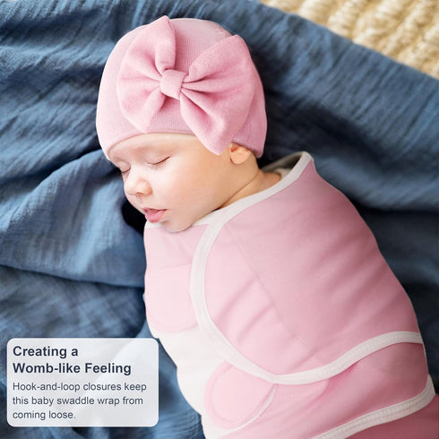 0-3 AQOKKA Baby Swaddle Sleep Sacks with Big Bow Hats Cotton Adjustable Swaddle Blankets Wrap Nursery Swaddles