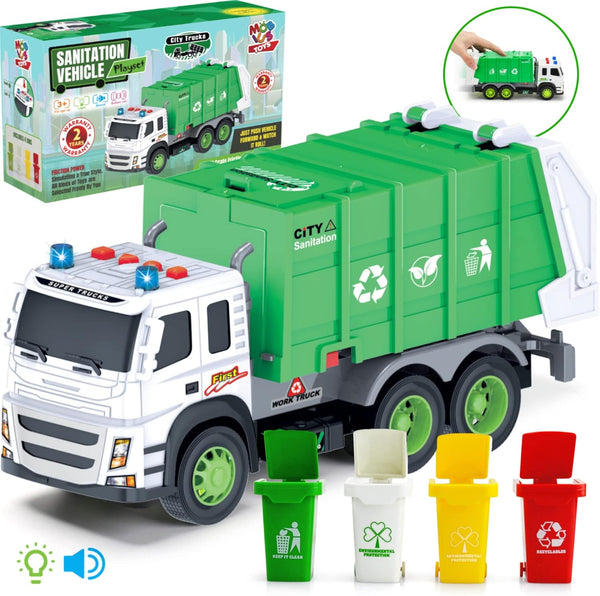 MOBIUS Toys Garbage Truck Large 1:12 Scale Recycling Truck with Lights, Sounds