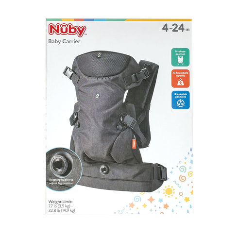 3 Nuby Baby Carrier with Carry Positions, Adjustable Leg Support for M Position, Padded Shoulder Straps & Waist Belt