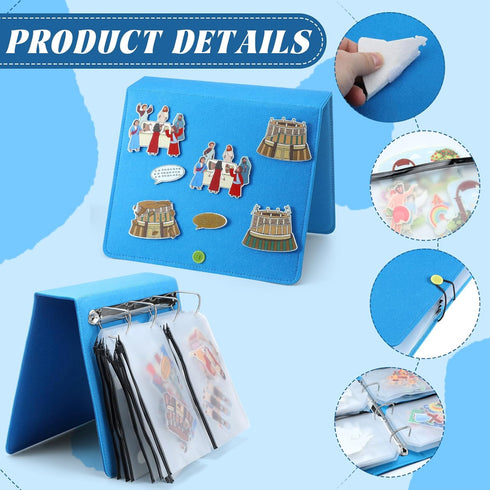 Windkream 16 Pack Sets 16 Felt Board Story Flannel Felt Story Board Pieces with a Multi Functional Pieces Storage