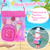 Collapsible Beach Toys Set for Kids, Sand Bucket and Shovels with Mesh Bag & Molds, Ice Cream Travel Toys