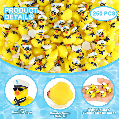 RoundFunny 150 Pcs Mini Cruise Resin Ducks Bulk Yellow Tiny Cruise Ship Duck Figurines Small Tiny Funny Sailing Toys