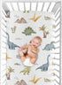 Sweet Jojo Designs Fitted Baby Crib Sheets (Watercolor Dinosaur Dino) for Boys, Infant Nursery, Toddler Room - Standard