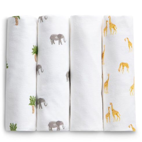 Delta Children 100% Cotton Flannel Baby Receiving Blankets for Girls and Boys – 30x30 Inches (Pack of 4)