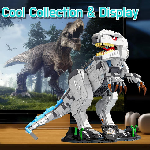 Light Up Dinosaur Building Block Sets, Glowing Tyrannosaur Kits for Boys 6+ and Adults, 23.6 Inch Size