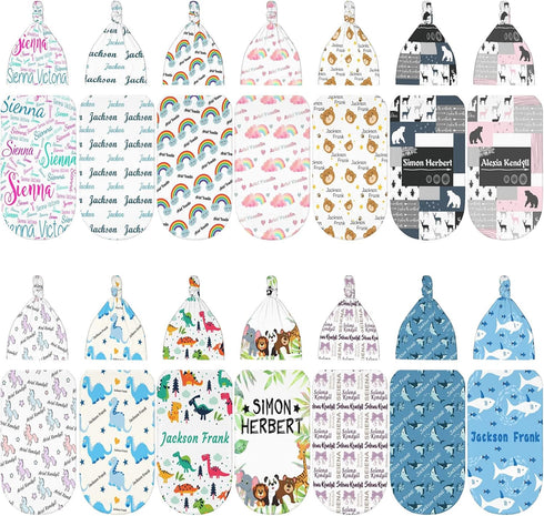 SIMIEEK Personalized Baby Swaddle and Hat for Baby Girl Boy with Name Custom Newborn Swaddle Sack Nursery Blanket Gifts