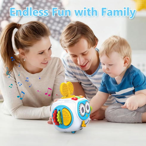 Sewovvmu 1-3 1 2 3 Musical Montessori Toys, Cube Sensory Toys for Toddlers with Light-up, Baby Busy Educational
