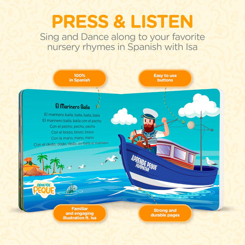 Aprende Peque 14 6 Dance & Play Musical Sound Book for Toddlers Ages | Canta con Isa: Canciones para Bailar |