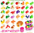 100 Set 2 Pcs Play Food for Kids Kitchen, Pretend Food Toy for Toddlers, Play Kitchen Toys Accessories with Baskets
