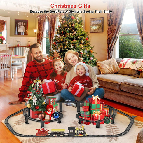 Set 3D 3 4 5 6 7 Electric Train with Elevated Tracks Music, Locomotive Passenger Carriages, Lights & Quiet Mode