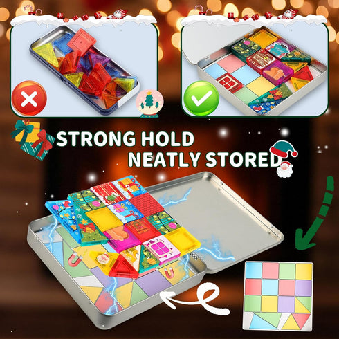 50PCS 2025 Set 4-8 3+ Enjoyjoy Mini Magnetic Tiles - Travel Magnet Tiles Portable On-The-Go Magnetic Tiles for Kids