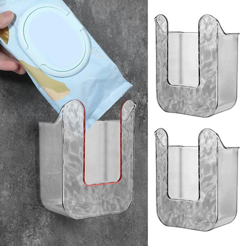 Ubamdom 2 Pcs Kitchen Wipes Storage Box Dispenser,Acrylic Clear Wall-Mounted Tissue Box Holder,